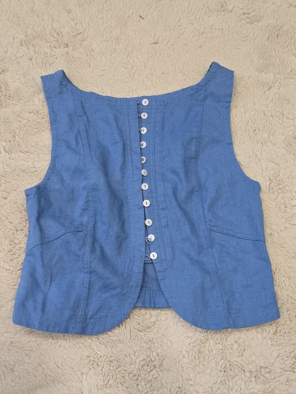 We The Free Blue Button-Front Crop Tank